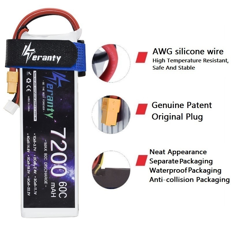 Upgrade 2S 7.4V 7200mAh 60C 6S - Drone Rc Race บทวิจารณ์และราคา