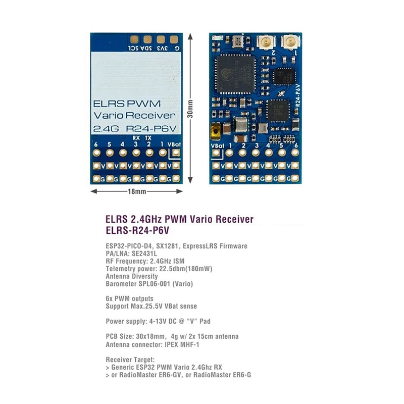 ELRS 2.4GHz PWM Vario Receiver - Drone Rc Airplane บทวิจารณ์และราคา
