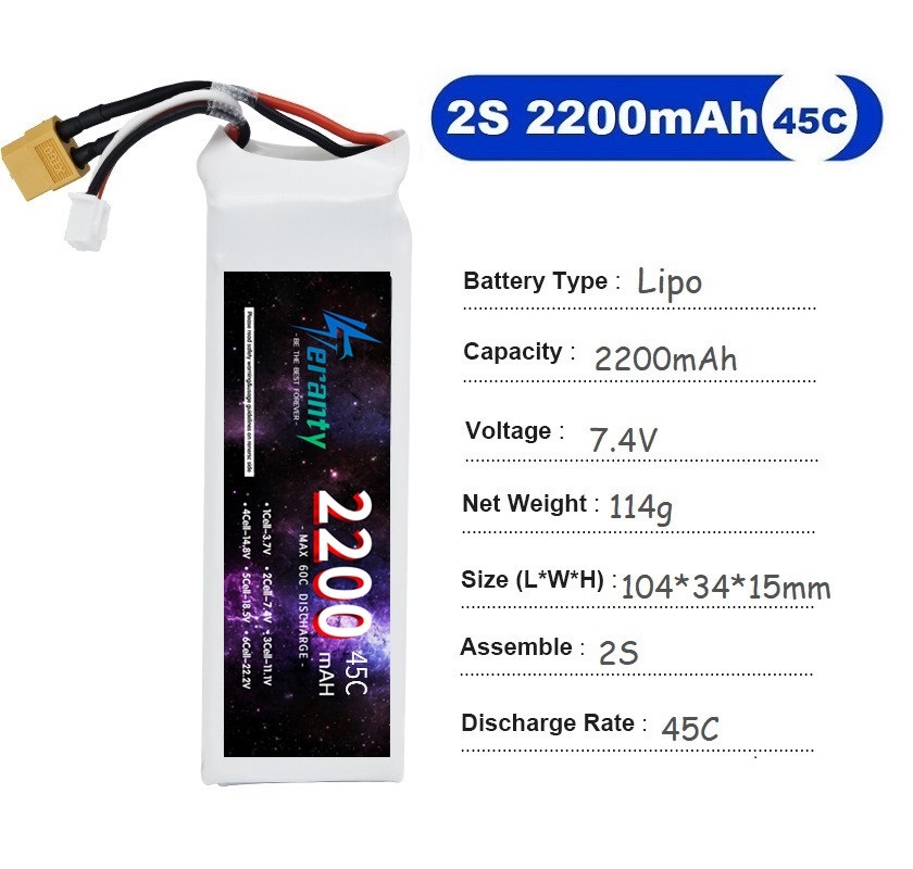 2PCS 7.4V Lipo 2S Battery 1500 - Drone Rc Race บทวิจารณ์และราคา