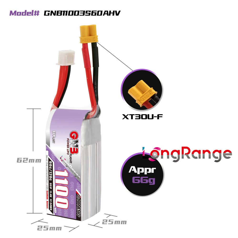 GNB 1100mAh 2S 3S 4S 6S 60C/12 - Drone Rc Race บทวิจารณ์และราคา