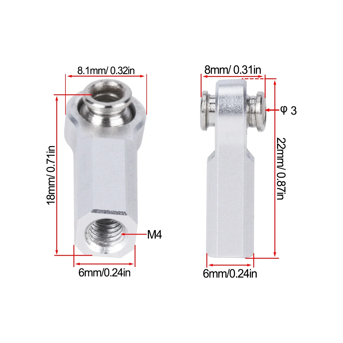 4Pcs Metal M4 Link Rod Joint B - Rc Crawler Axle Parts บทวิจารณ์และราคา