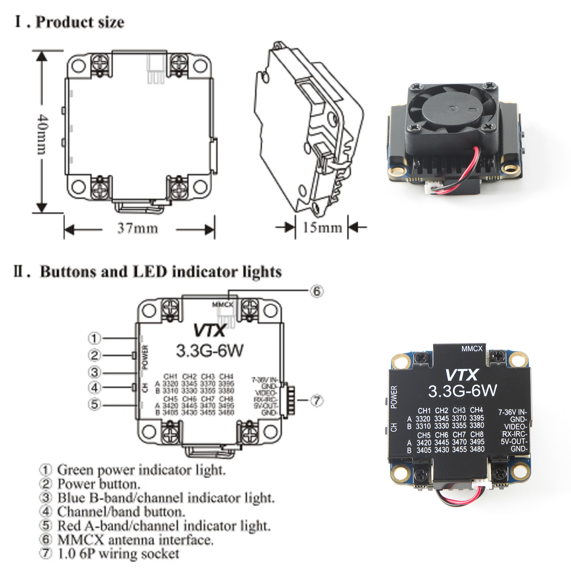 FPV Video Transmitter 3.3G 6W  - Drone Rc Airplane บทวิจารณ์และราคา